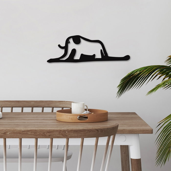 Wallity Elephant 14 Escultura de Pared de Metal Negra